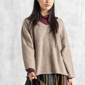 Nubby sweater in a lambswool blend | mole/melange | New